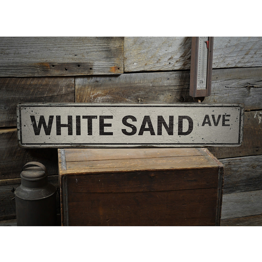 White Sand Avenue Rustic Wood Sign