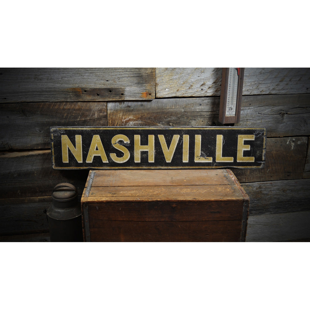 City Name Rustic Wood Sign