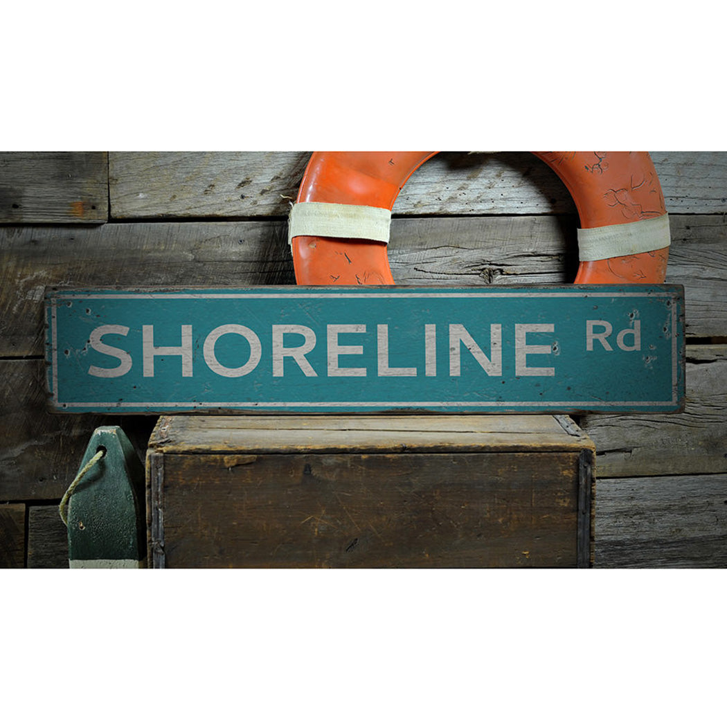 Shoreline Road Rustic Wood Sign