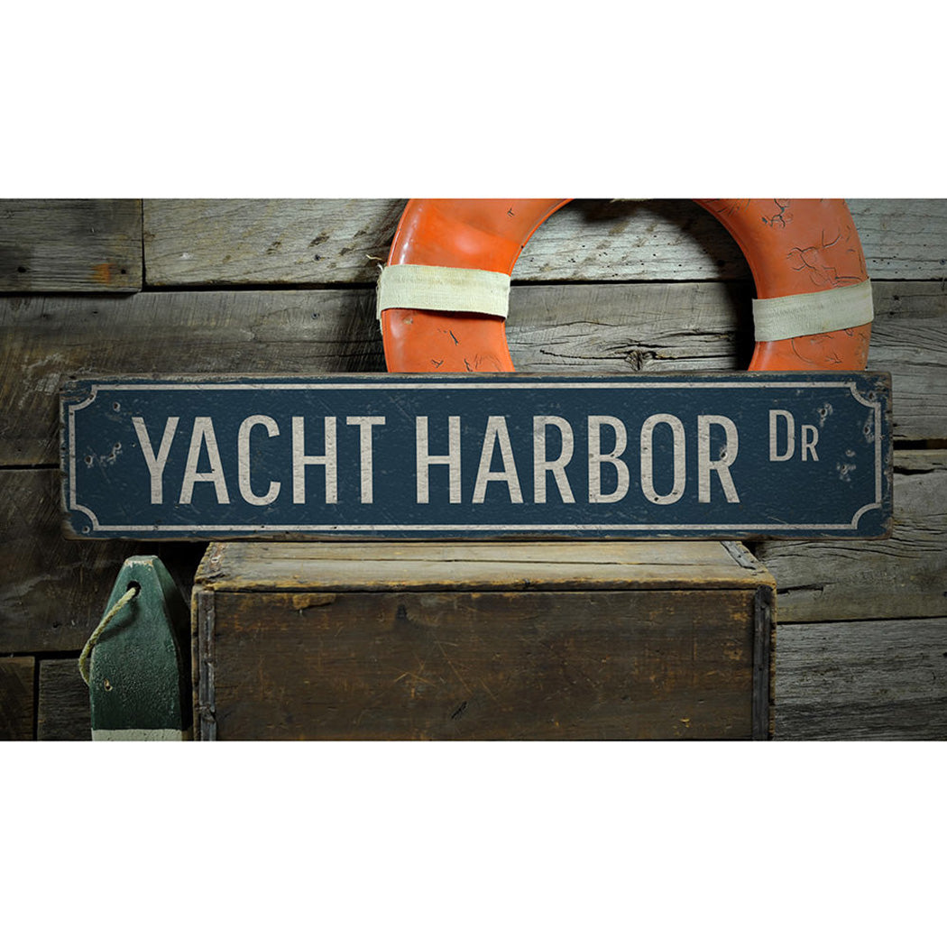 Yacht Harbor Drive Rustic Wood Sign