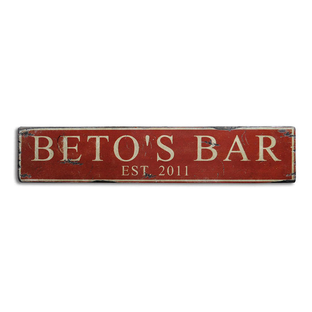 Bar Established Date Rustic Wood Sign