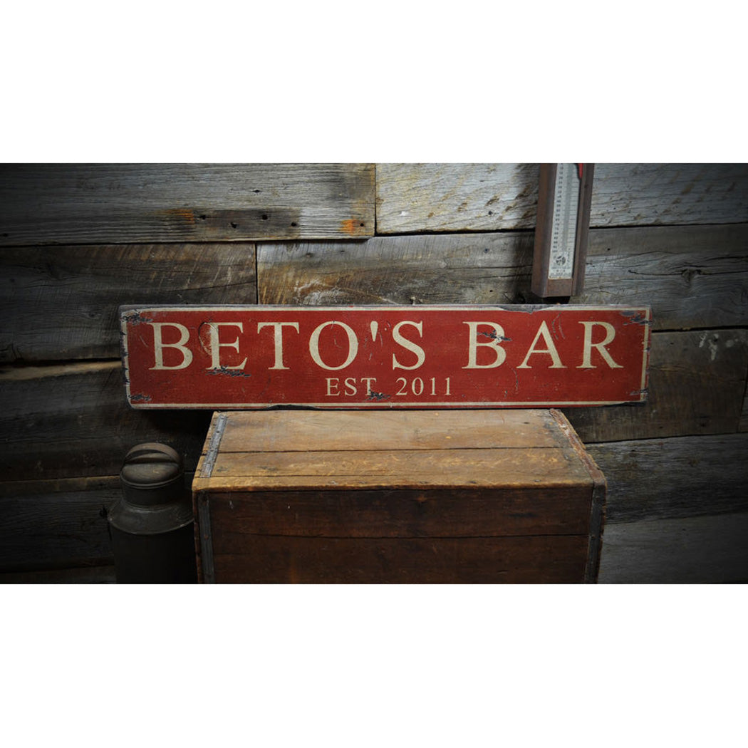 Bar Established Date Rustic Wood Sign