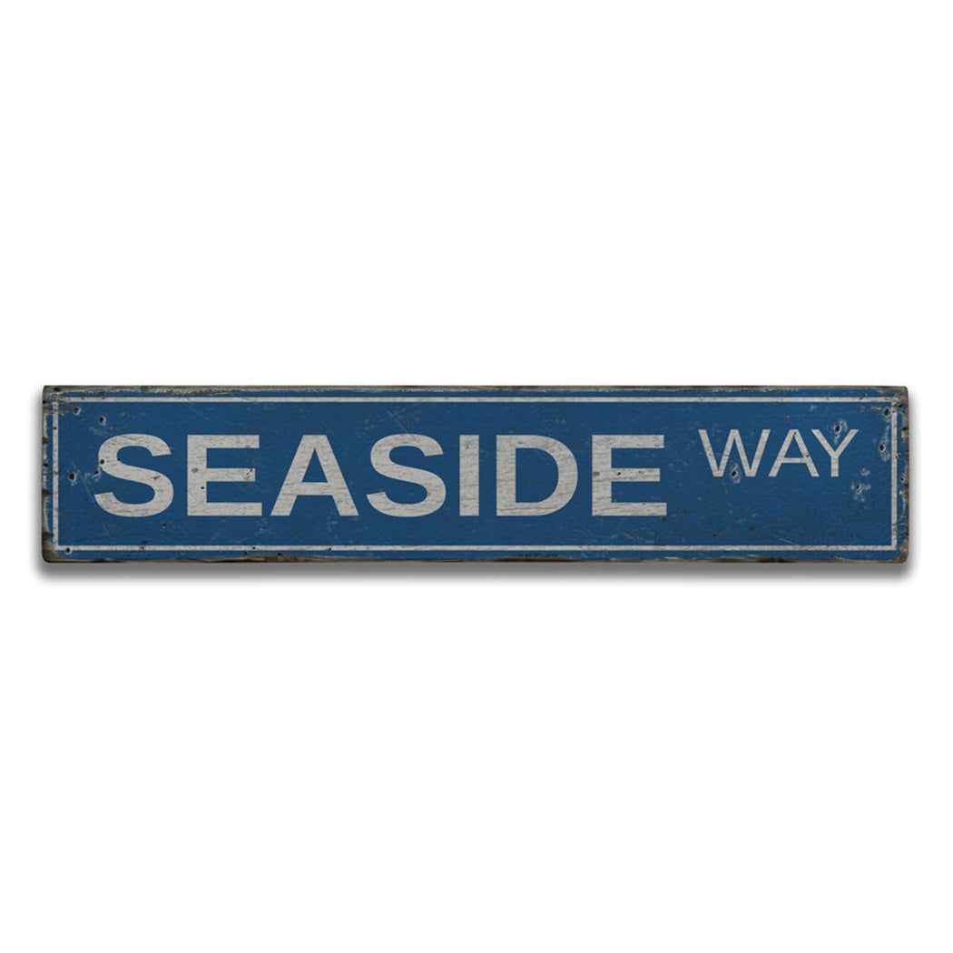 Seaside Way Rustic Wood Sign