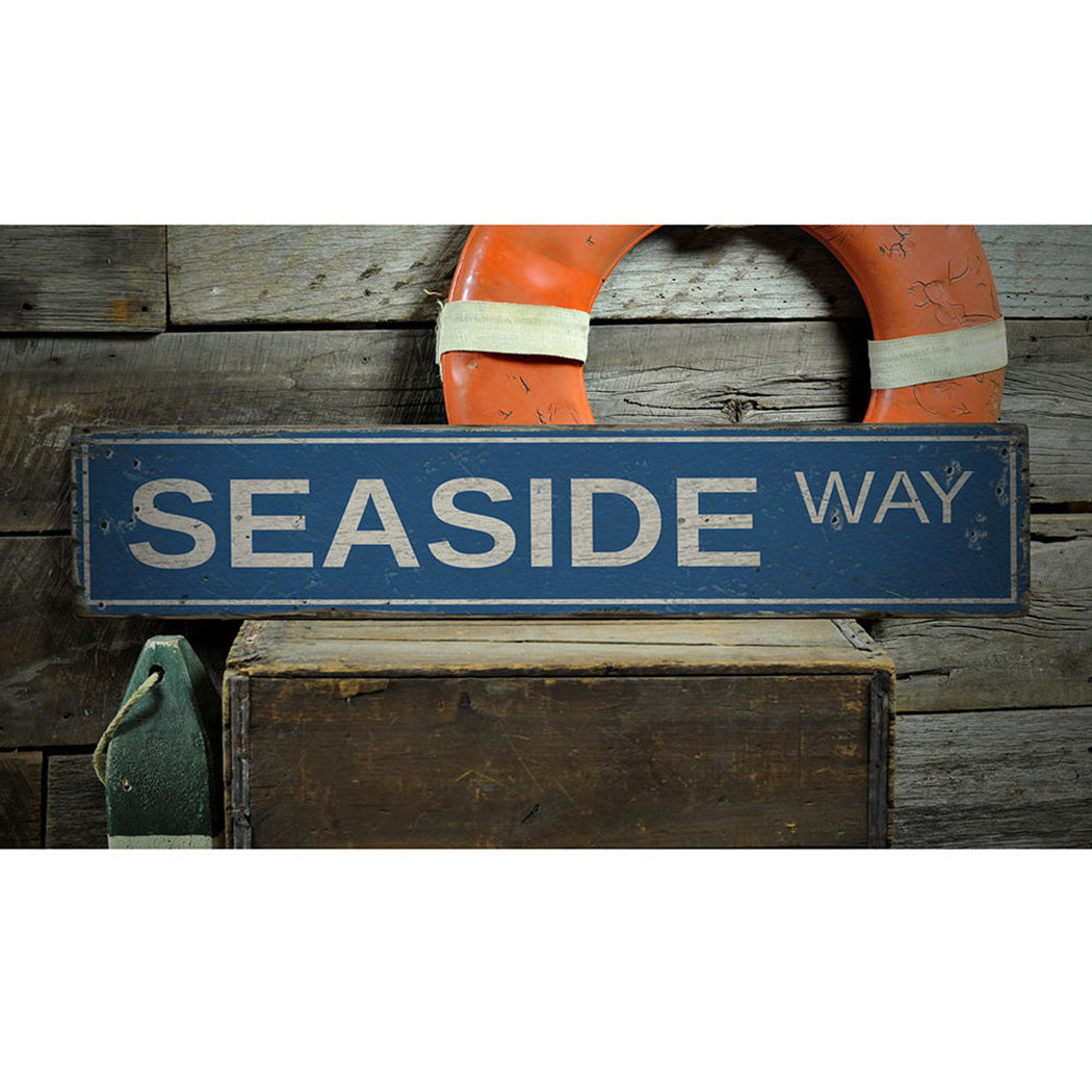 Seaside Way Rustic Wood Sign