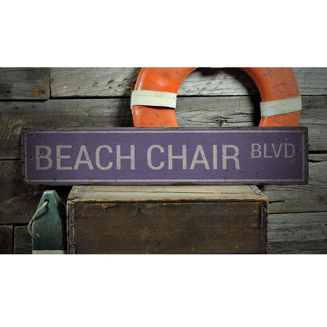 Beach Chair Blvd Rustic Wood Sign