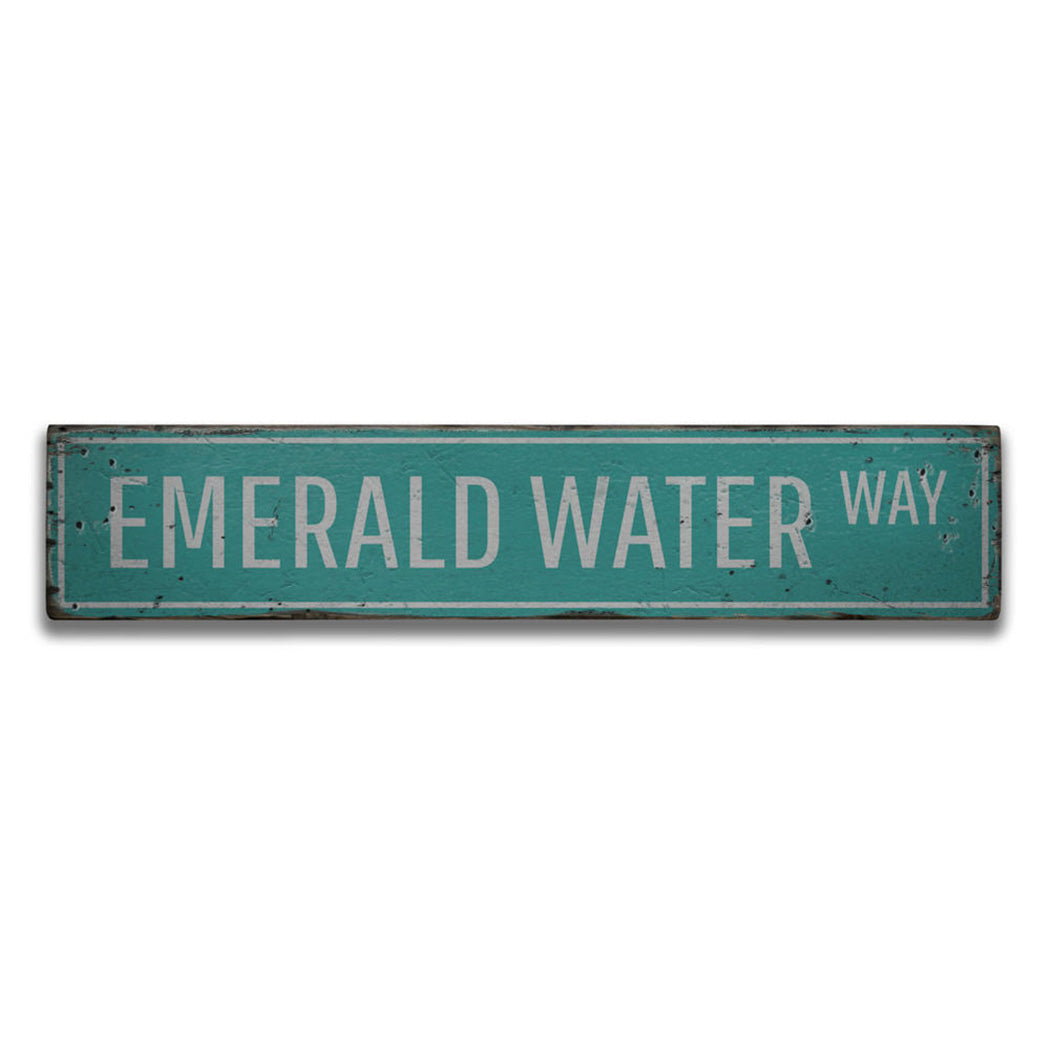 Emerald Water Way Rustic Wood Sign