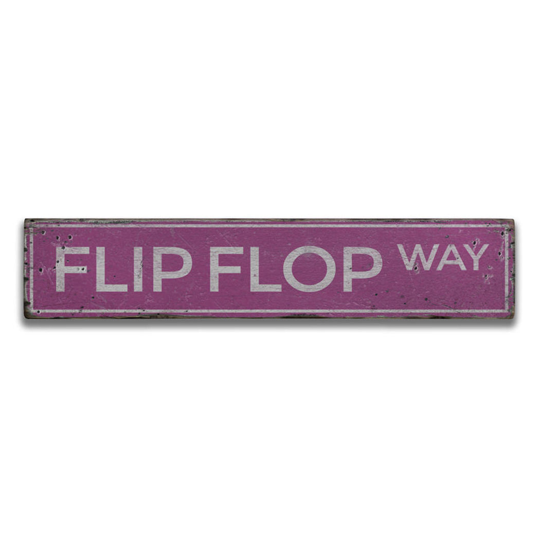 Flip Flop Way Rustic Wood Sign