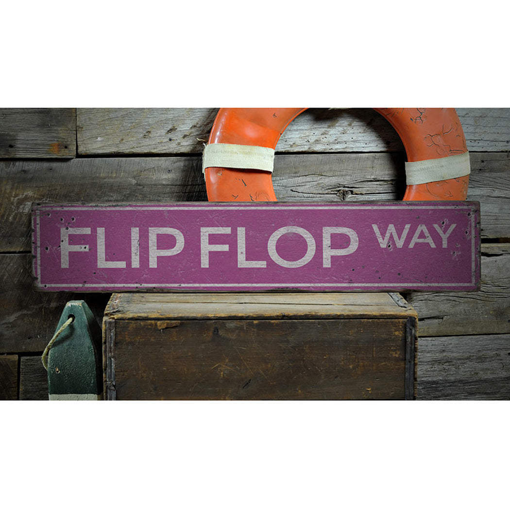 Flip Flop Way Rustic Wood Sign