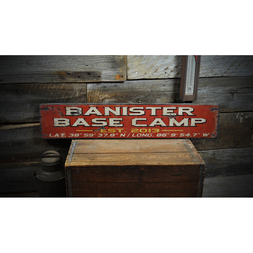 Base Camp Established Date Rustic Wood Sign