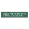 Sea Turtle Road Rustic Wood Sign