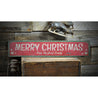 Merry Christmas Family name Snowflake Rustic Wood Sign