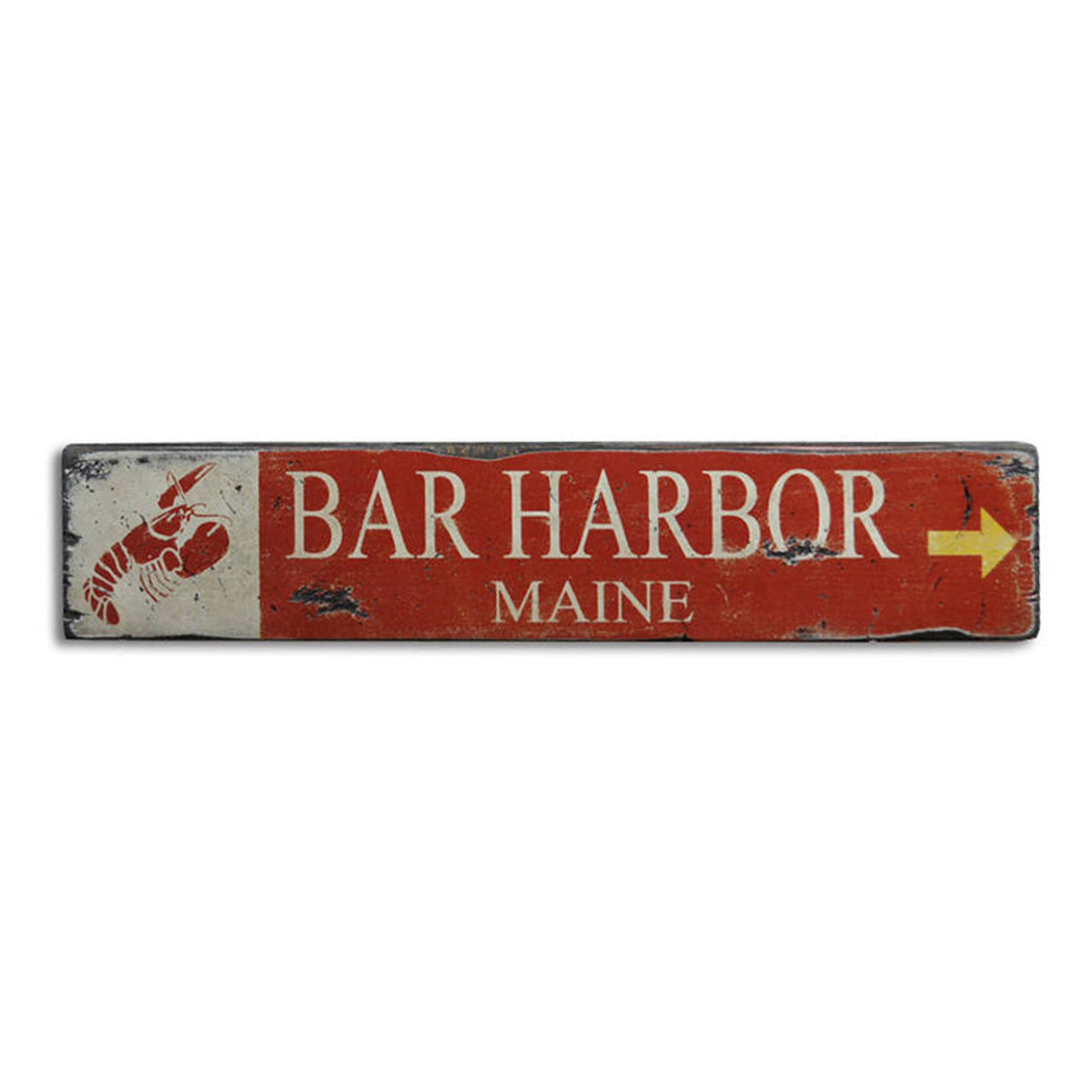 Bar Harbor Maine Lobster Rustic Wood Sign