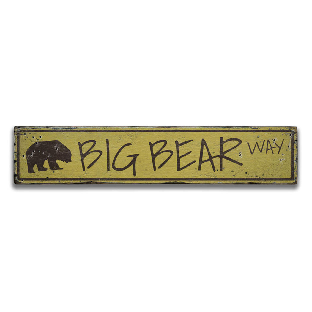 Big Bear Way Rustic Wood Sign