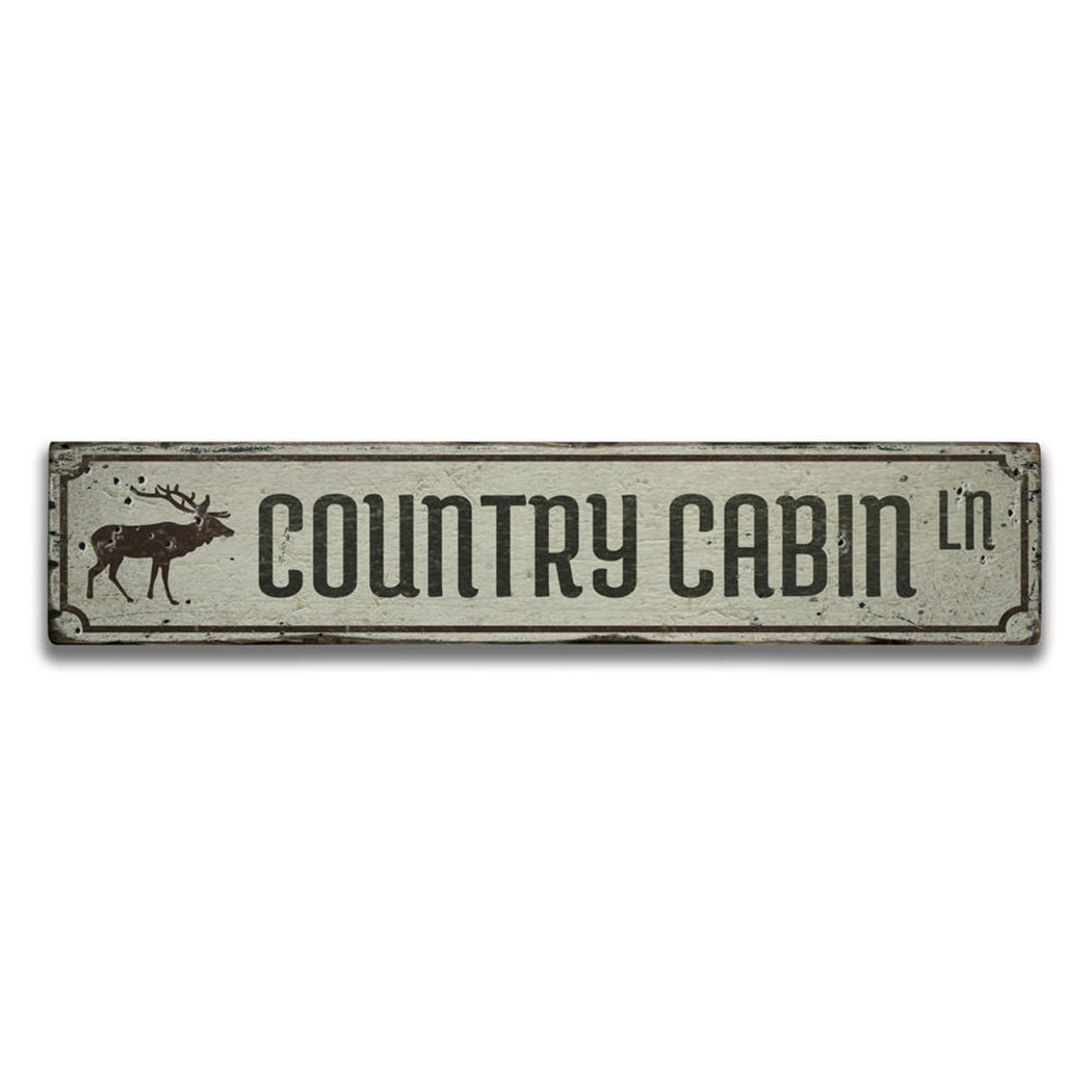 Country Cabin Lane Rustic Wood Sign