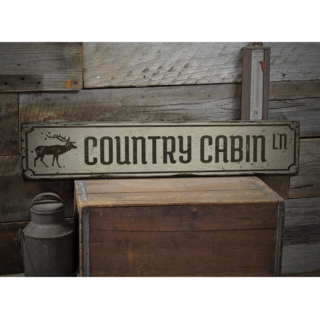 Country Cabin Lane Rustic Wood Sign