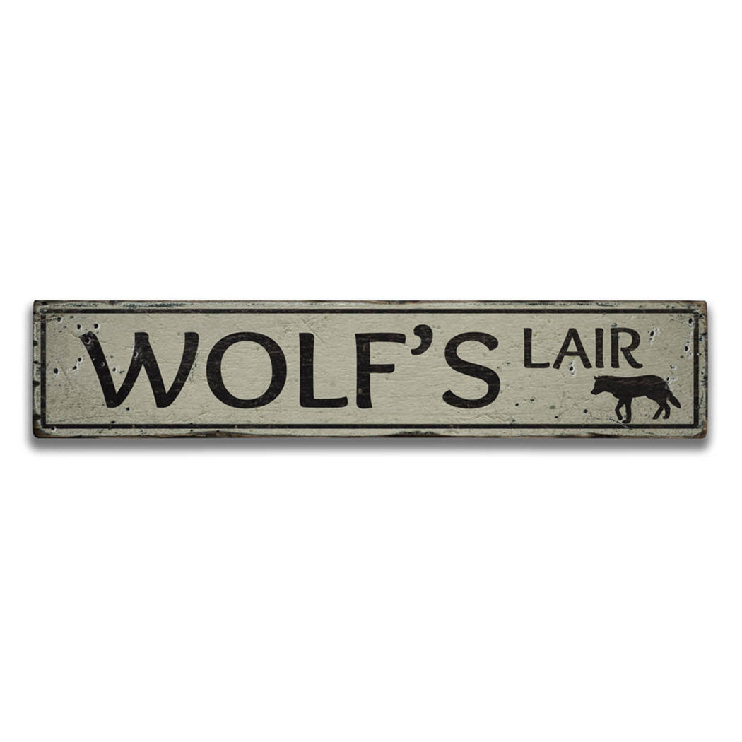 Wolf's Lair Rustic Wood Sign