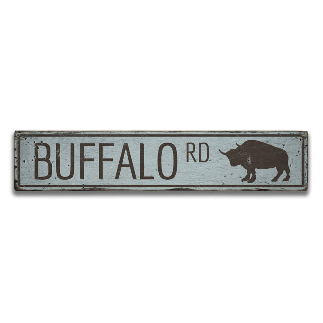 Buffalo Road Rustic Wood Sign