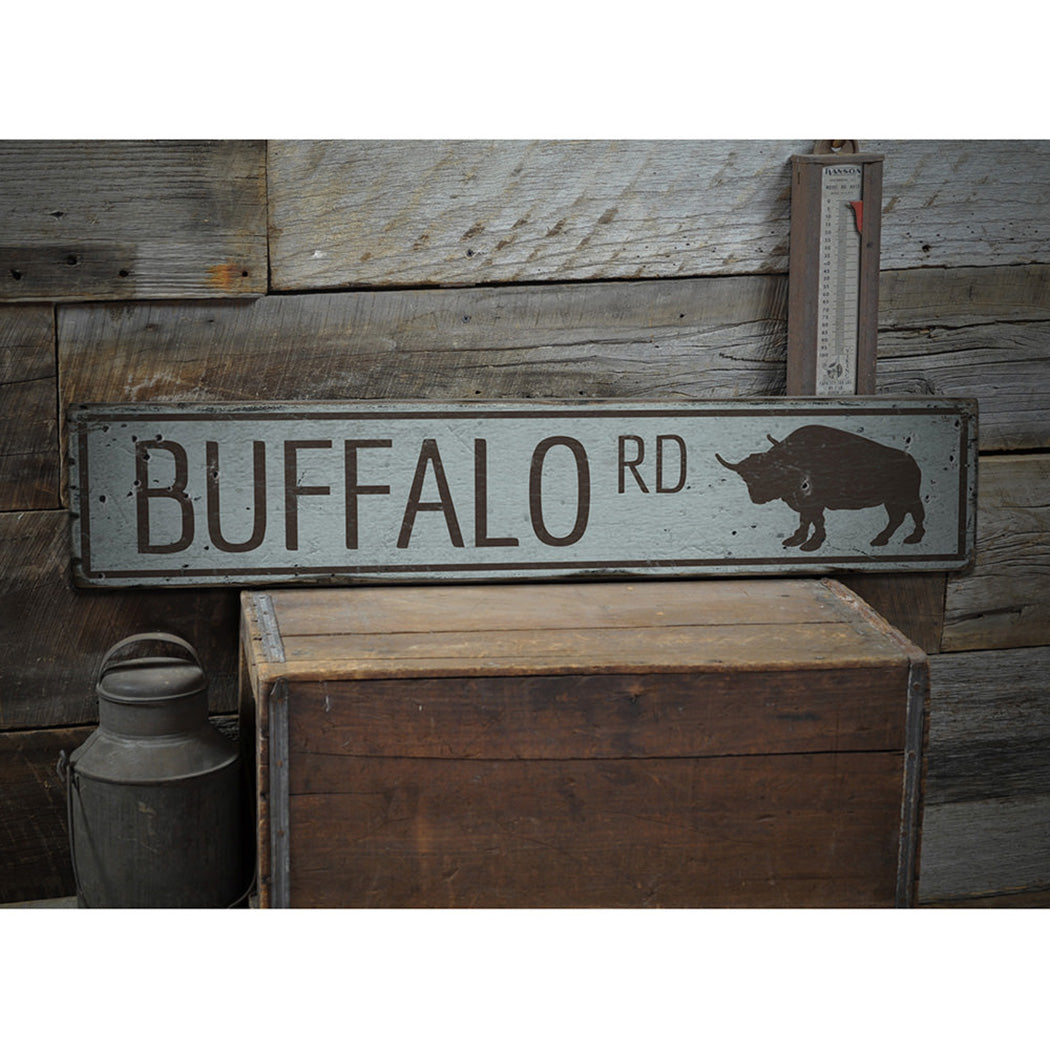 Buffalo Road Rustic Wood Sign