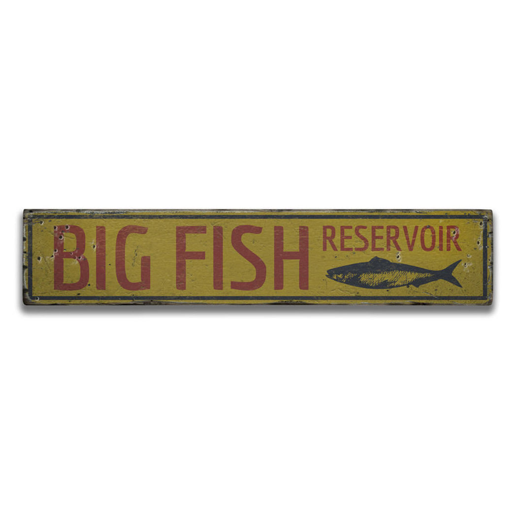 Big Fish Reservoir Rustic Wood Sign