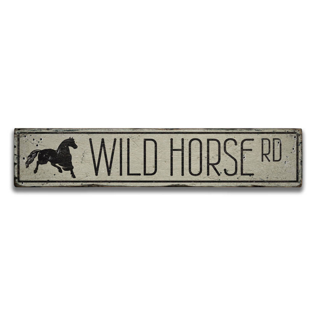 Wild Horse Road Rustic Wood Sign