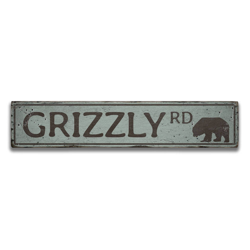 Grizzly Road Rustic Wood Sign