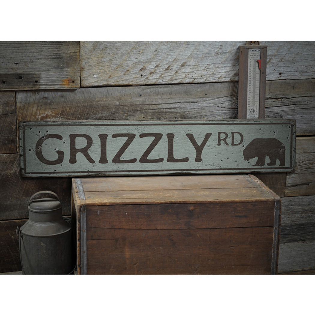 Grizzly Road Rustic Wood Sign