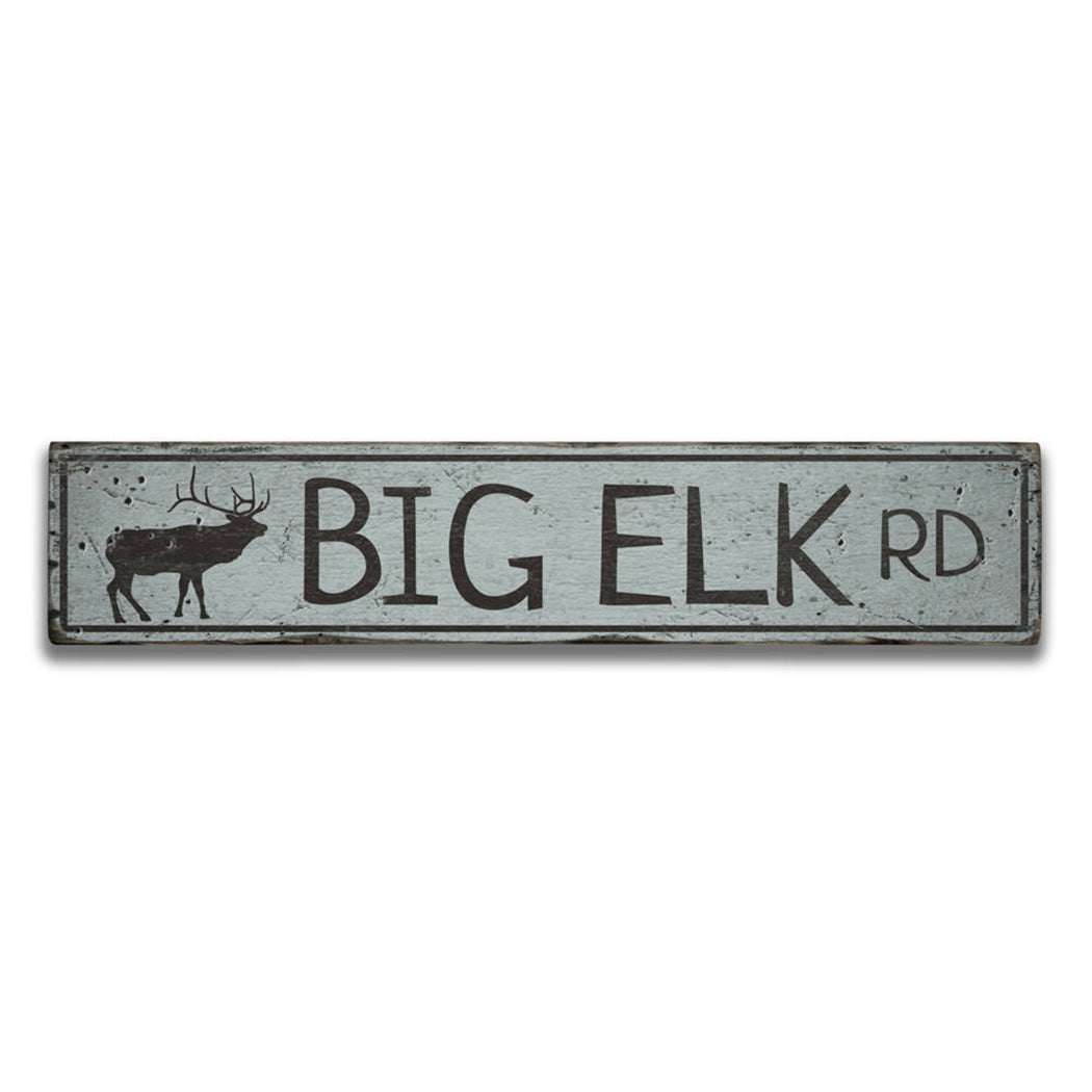 Big Elk Road Rustic Wood Sign