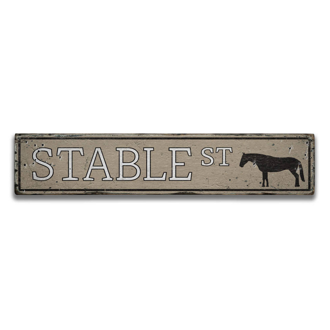 Stable Street Rustic Wood Sign