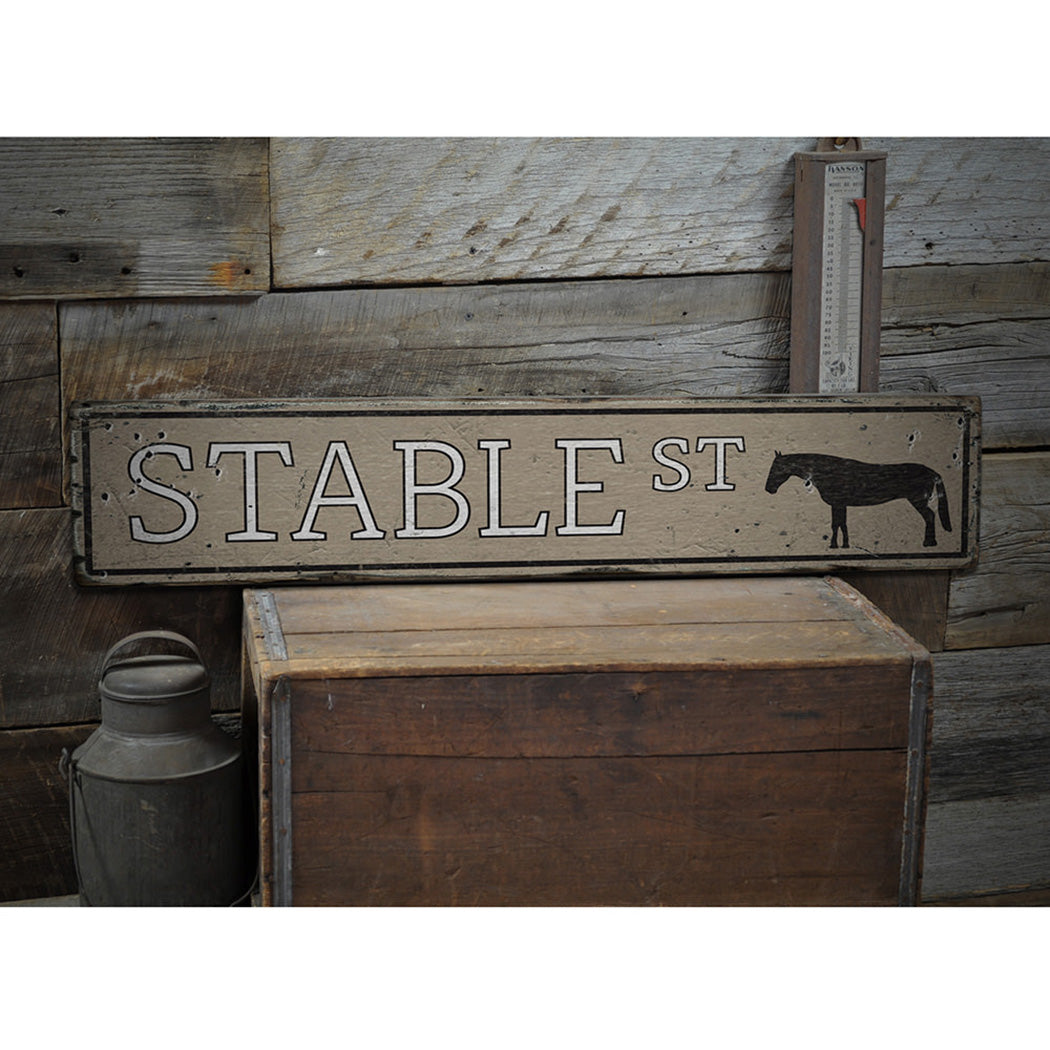 Stable Street Rustic Wood Sign