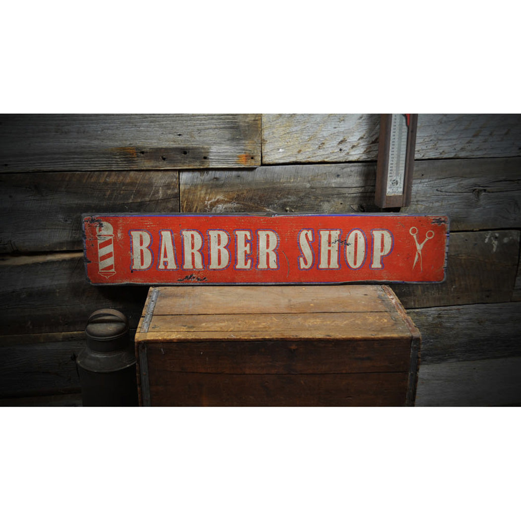 Barber Shop Rustic Wood Sign