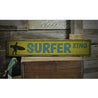 Surfer Crossing Rustic Wood Sign