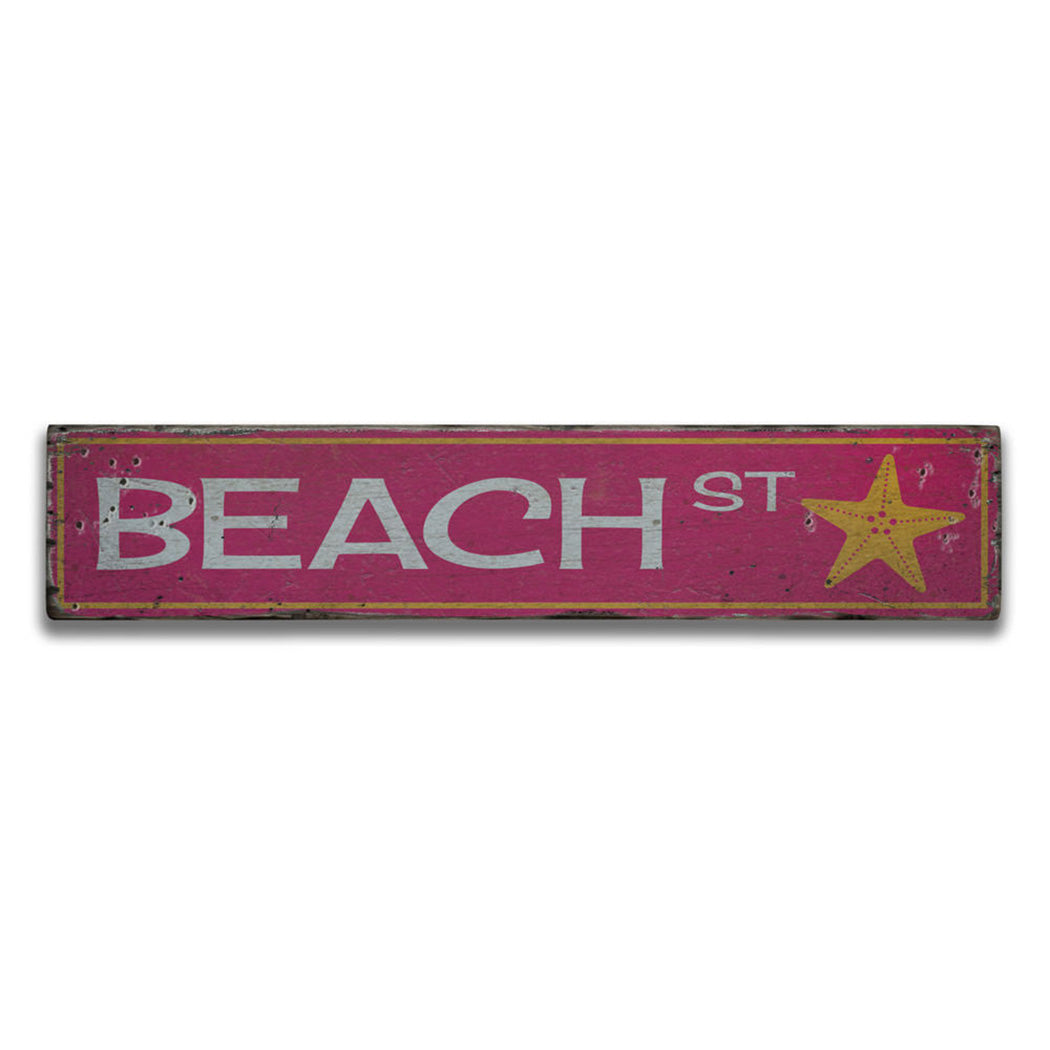 Beach Street Rustic Wood Sign