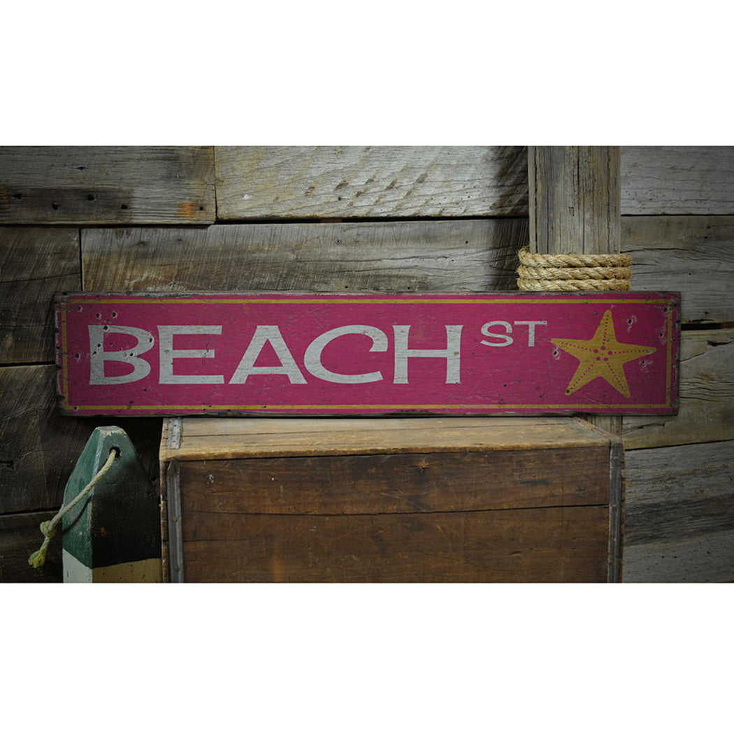 Beach Street Rustic Wood Sign