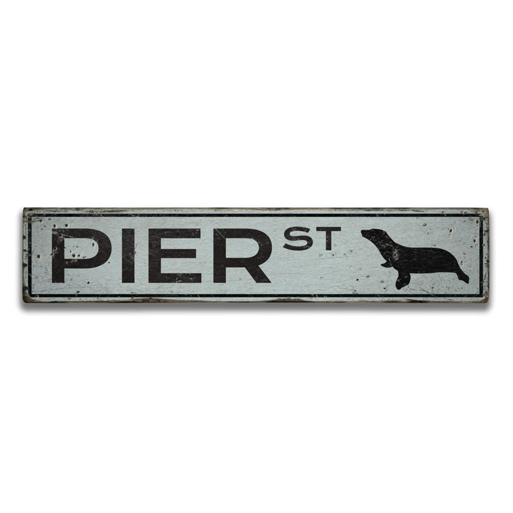 Pier Street Rustic Wood Sign