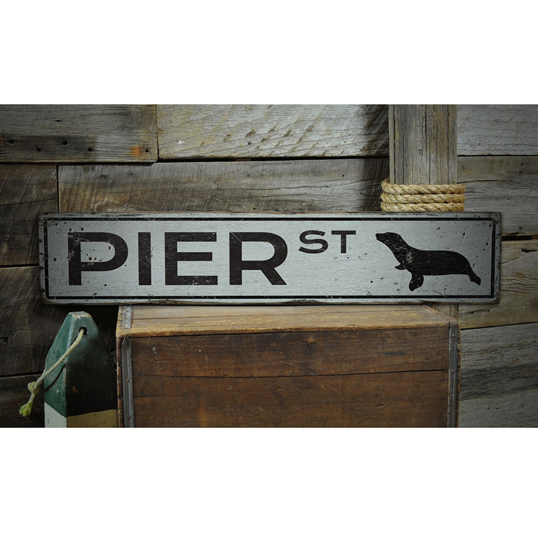 Pier Street Rustic Wood Sign