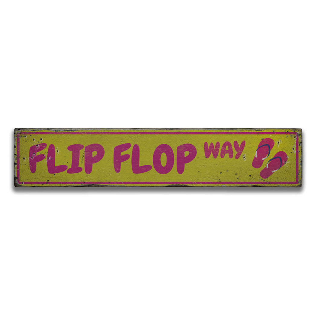 Flip Flop Way Rustic Wood Sign