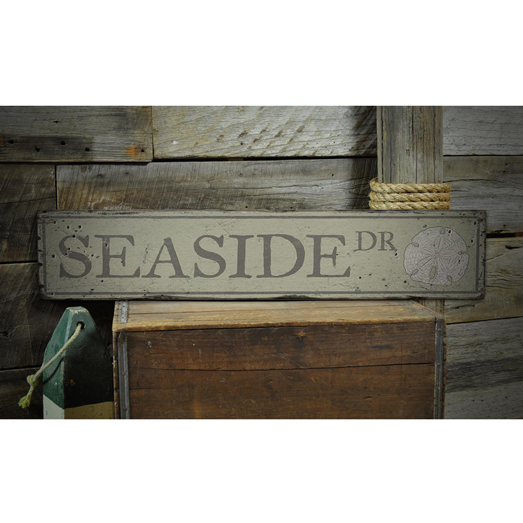 Seaside Drive Rustic Wood Sign