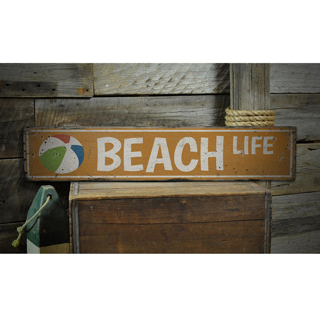 Beach Life Street Rustic Wood Sign