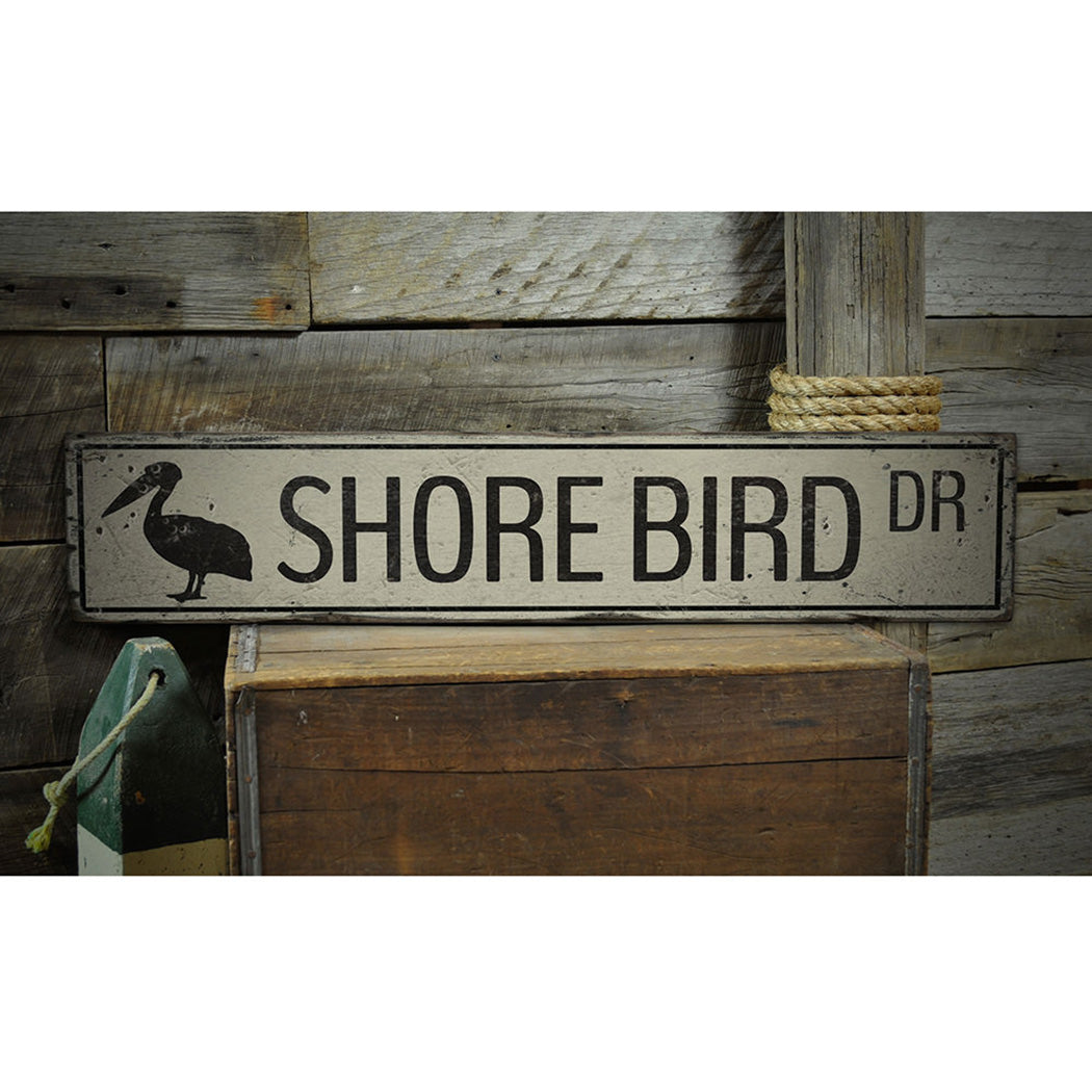 Shore Bird Drive Rustic Wood Sign