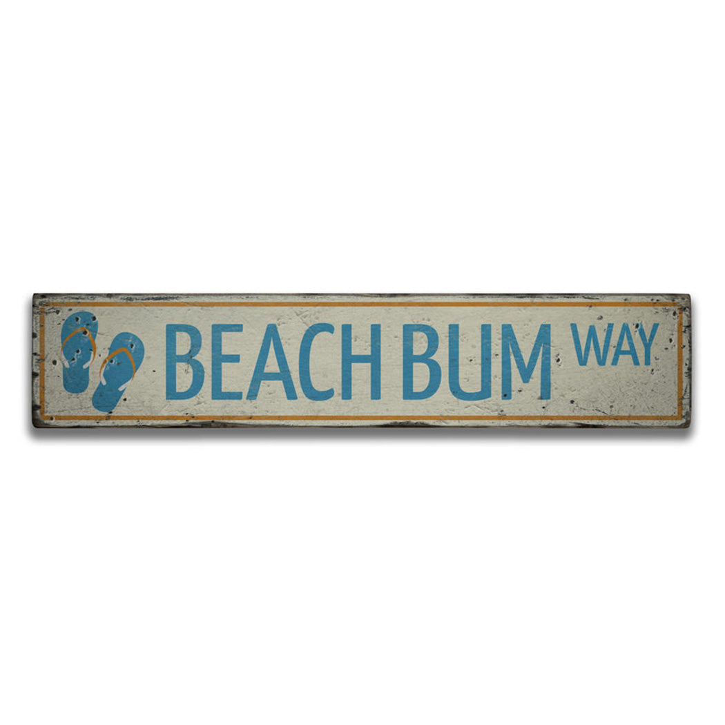 Beach Bum Way Rustic Wood Sign