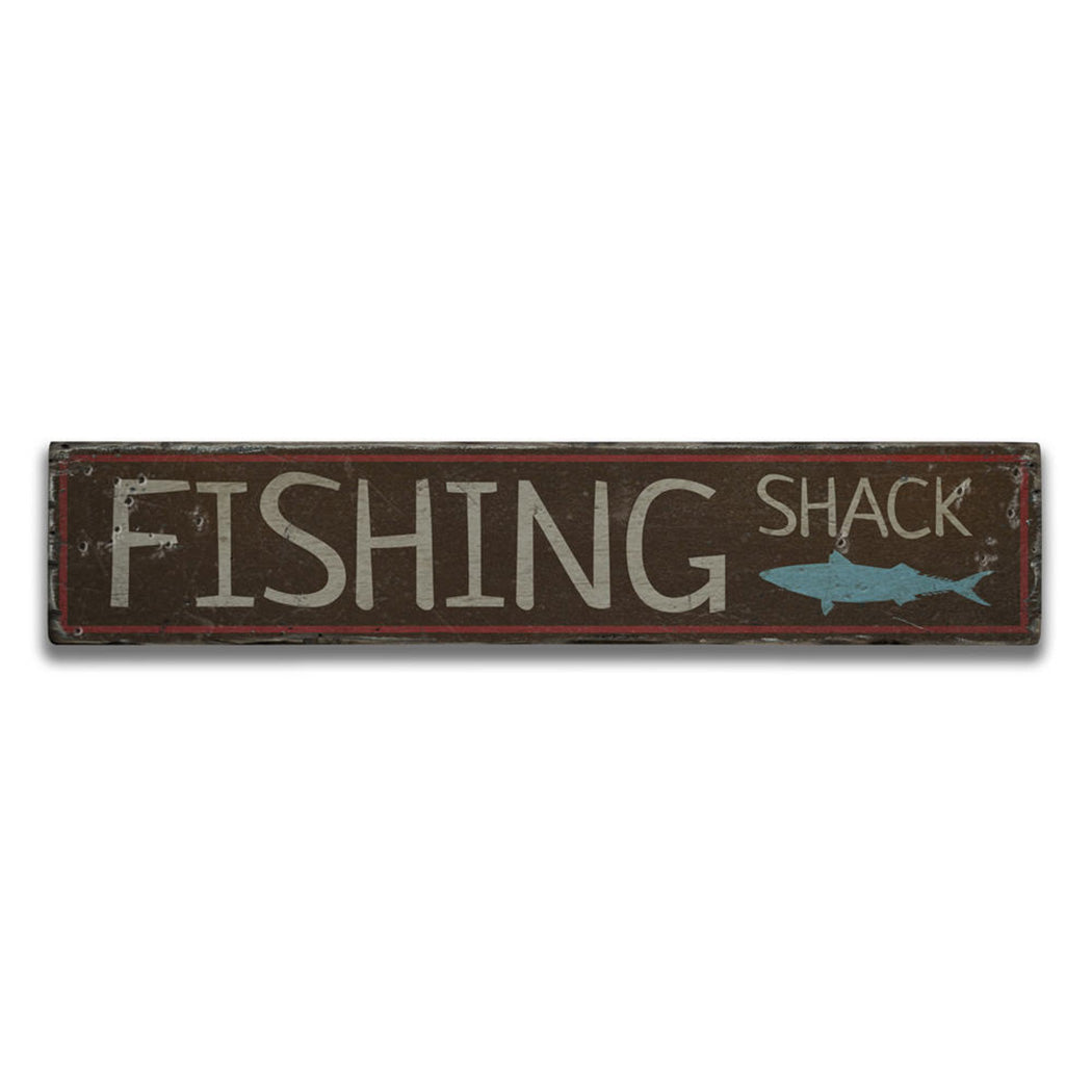 Fishing Shack Street Rustic Wood Sign