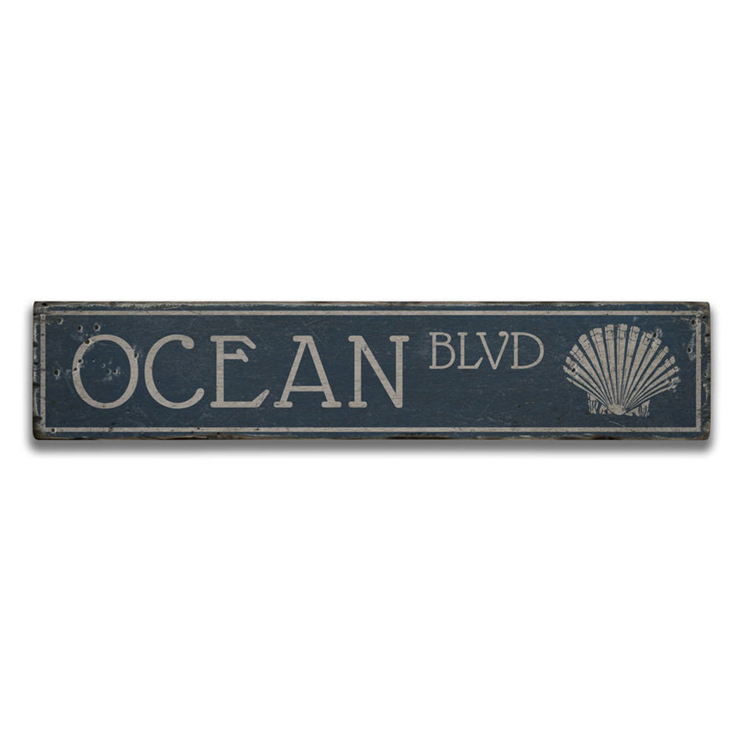 Ocean Blvd Rustic Wood Sign