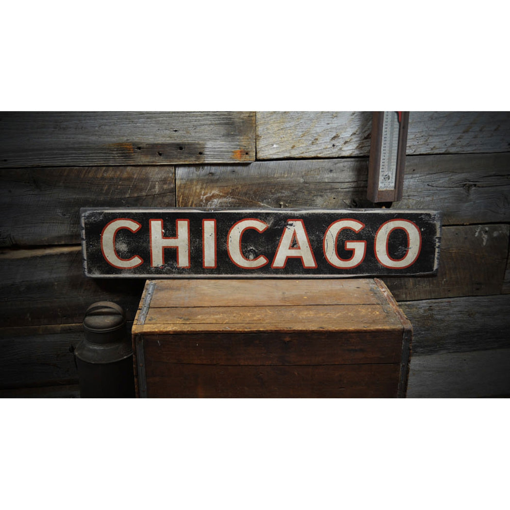 Chicago Rustic Wood Sign