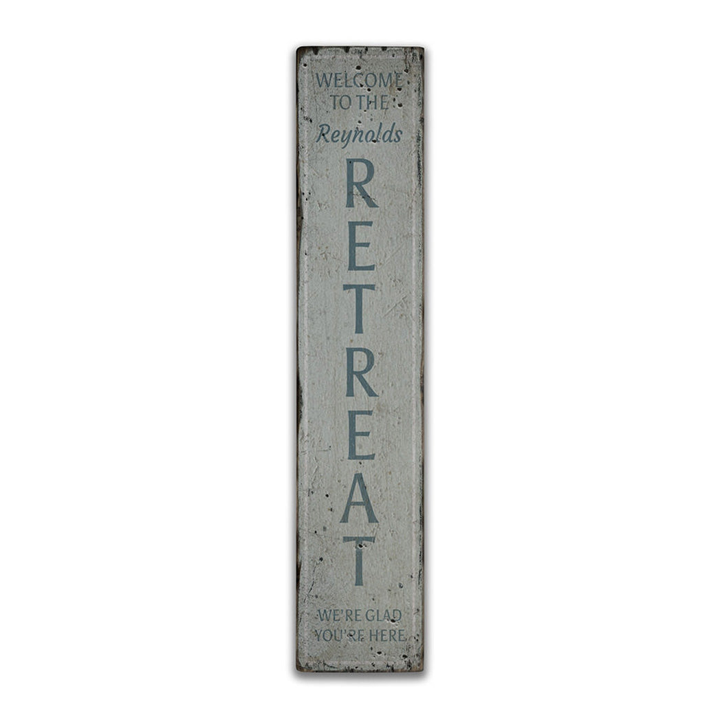 Family Retreat Vertical Rustic Wood Sign