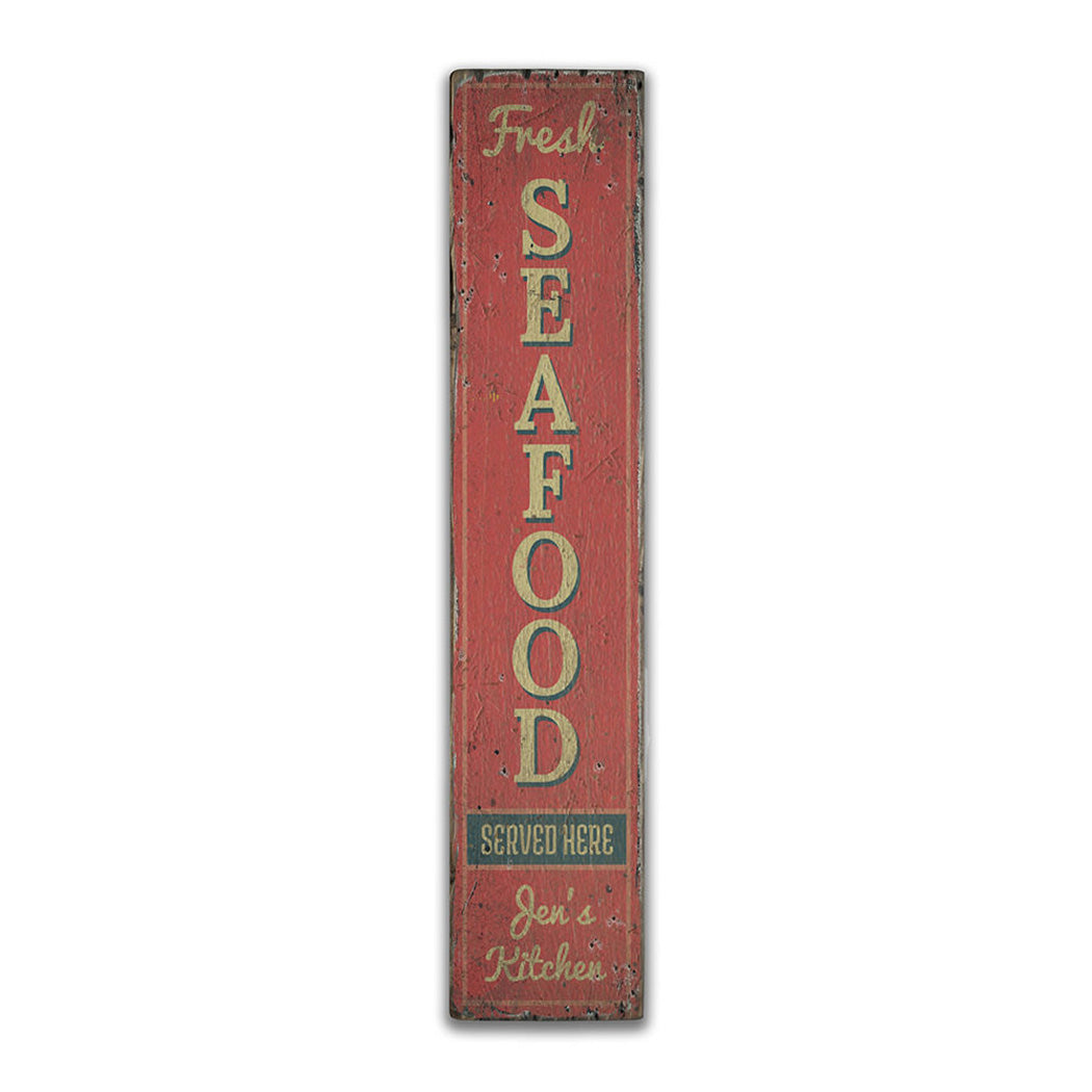 Fresh Seafood Vertical Rustic Wood Sign