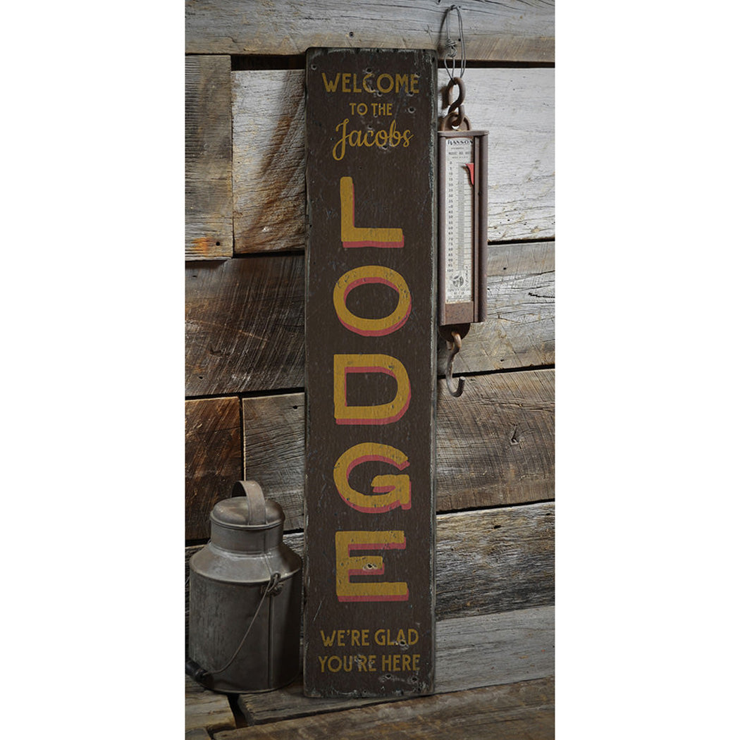 Lodge Welcome Vertical Rustic Wood Sign