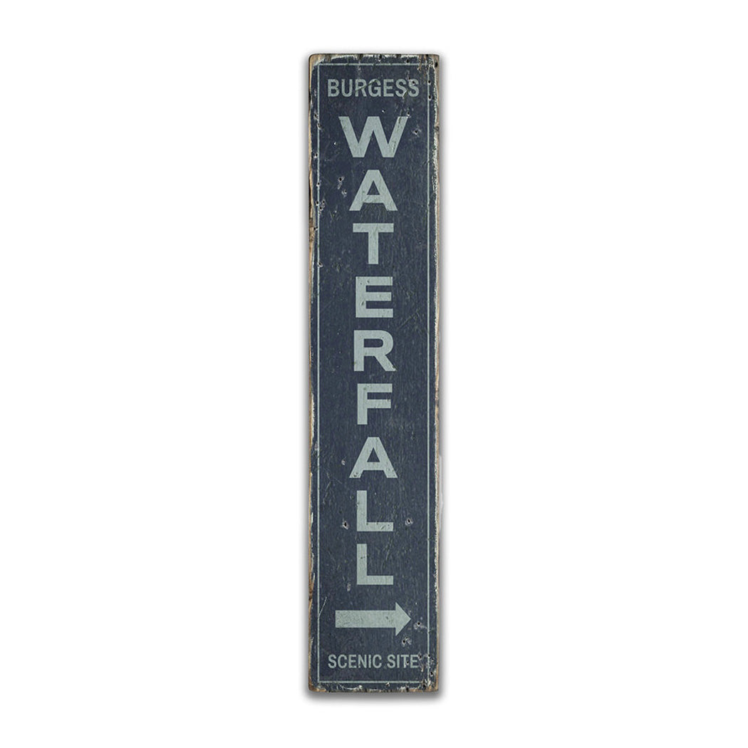 Waterfall Vertical Rustic Wood Sign