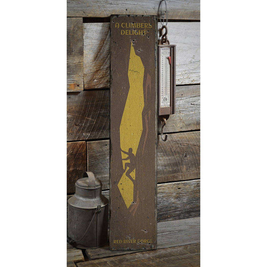 Climbers Delight Rustic Wood Sign