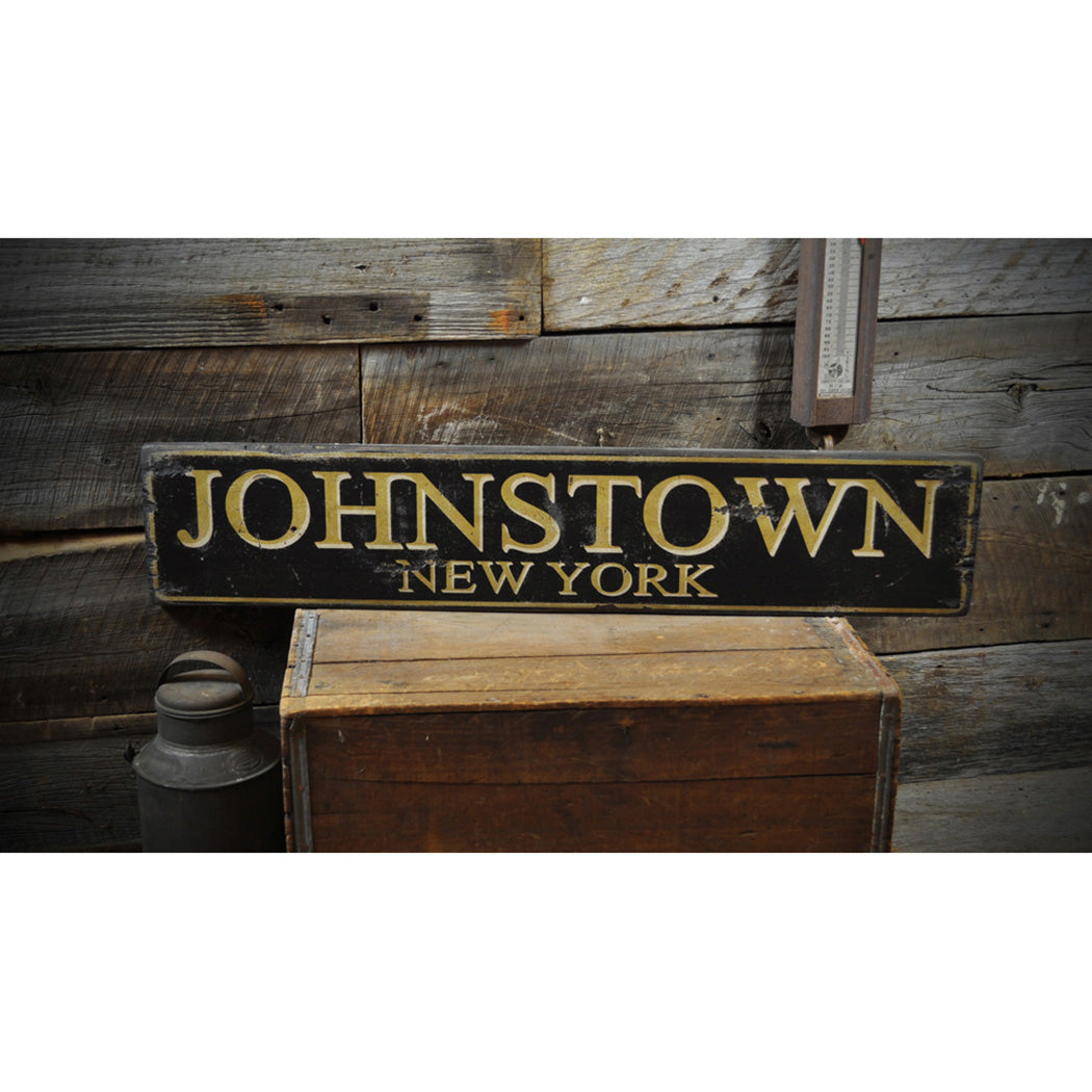 City State Rustic Wood Sign