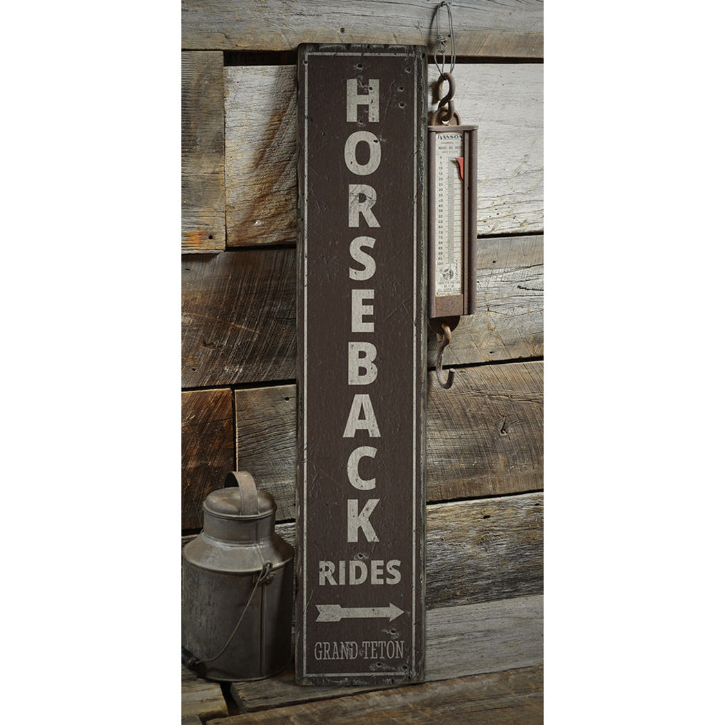 Horseback Rides Vertical Rustic Wood Sign